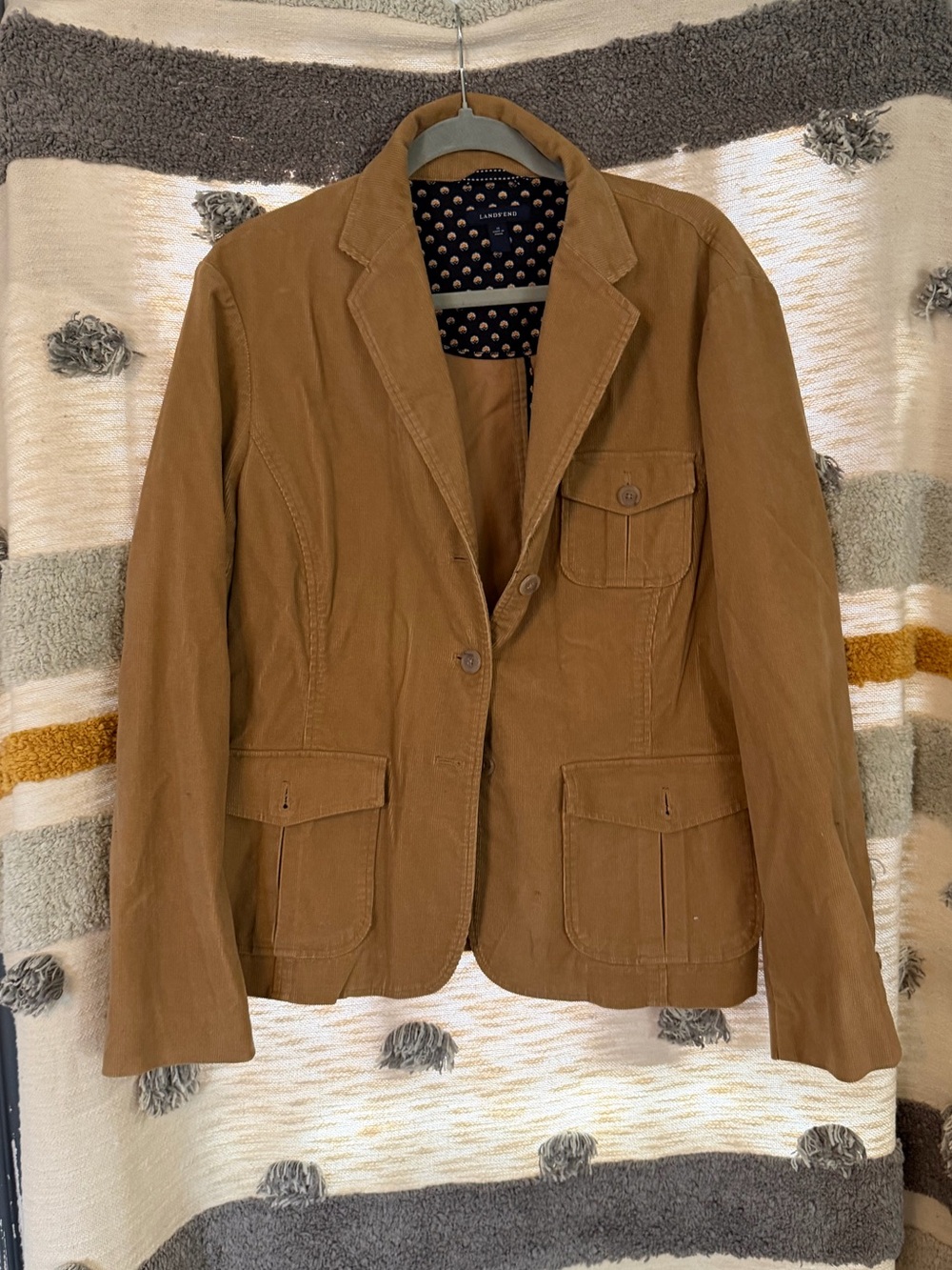 Lands End Corduroy Tailored Blazer in Warm Brown - Womens 18